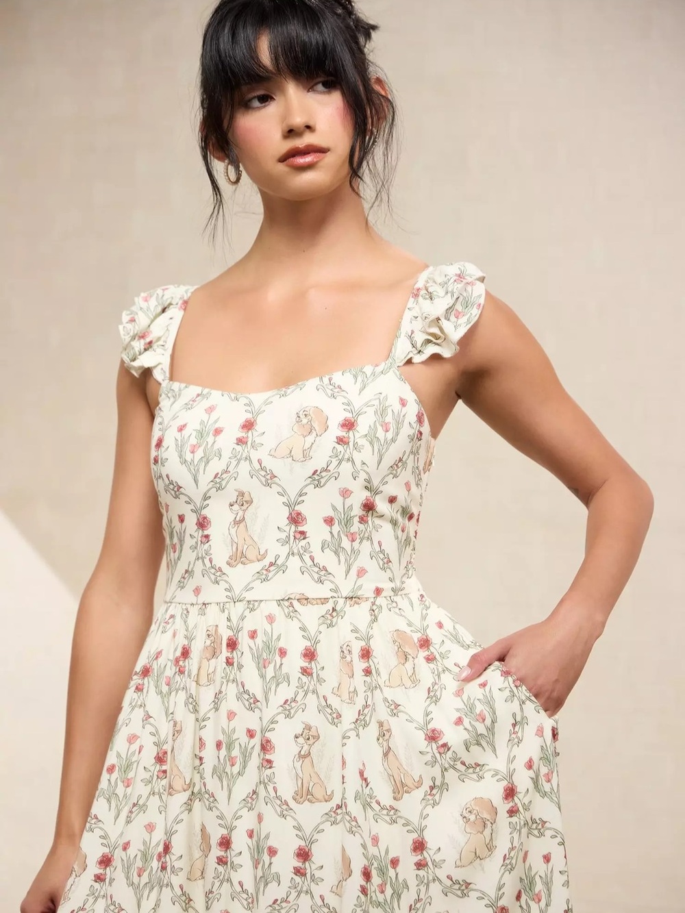 Disney Lady & The Tramp Floral Ruffle Tank Dress by Her Universe - Picture 4 of 4